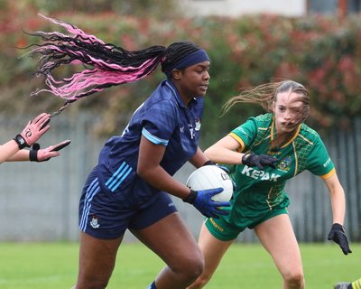 Vanessa Wilserhun (St Monica's) in action for the Dublin U14's against Meath, March 29th. Credit Maurice Grehan. Image