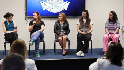 Joanne Cantwell facilitates a panel discussion with Denise Masterson, Rhoda Kerins, Michelle Davoren and Christina McGinty. Credit Maurice Grehan Image